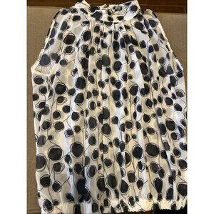 Fashion Women's Cream & Back dots Sheer Sleeveless Large W/Elastic Waistband